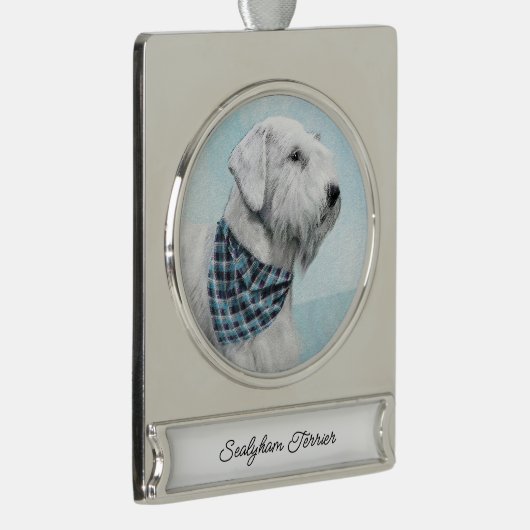 Sealyham Terrier Painting - Niedliche Original Dog Banner-Ornament Silber (Rechts)