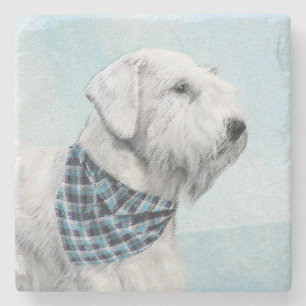 Sealyham Terrier Painting - Niedliche Original Dog Steinuntersetzer