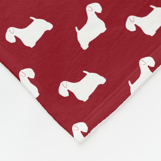 Sealyham Terrier-Silhouette-Muster-Rot Fleecedecke (Ecke)