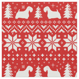 Sealyham Terrier-Silhouette-Weihnachtsmuster Stoff