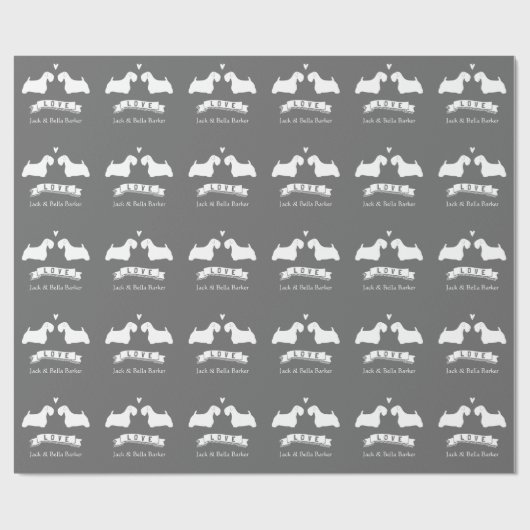 Sealyham Terrier Silhouetten Couple mit Text Geschenkpapier (Flach)