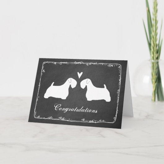 Sealyham Terrier Silhouetten Hochzeiten Glückwunsc Karte (Vorderseite)