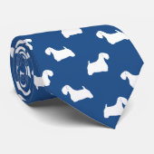 Sealyham Terrier Silhouetten Hunde Pattern Blue Krawatte (Gerollt)