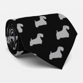 Sealyham Terrier Silhouetten Pattern Black & Gray Krawatte (Gerollt)