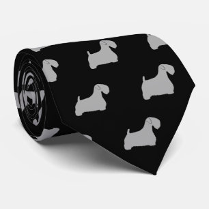 Sealyham Terrier Silhouetten Pattern Black & Gray Krawatte