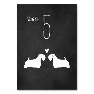 Sealyham Terrier Silhouetten Wedding Table Card Tischnummer