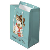 Sealyham Terrier Vater Medium Geschenktasche Mittlere Geschenktüte (Rückseite Schrägansicht)