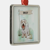 Sealyham Terrier Watercolor Personalized Dog Ornament Aus Metall (Rechts)