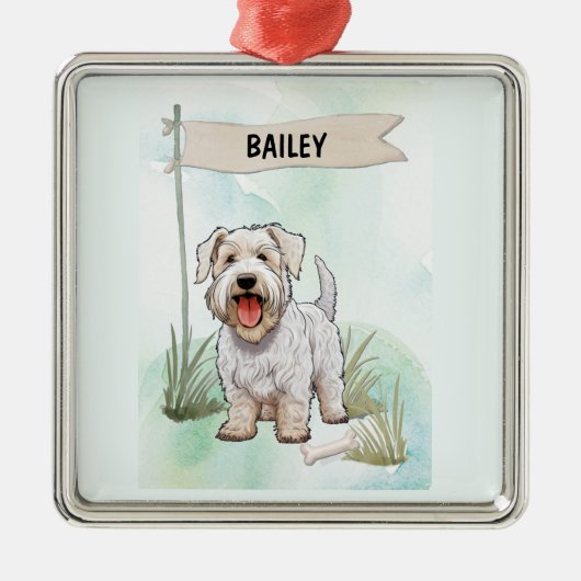 Sealyham Terrier Watercolor Personalized Dog Ornament Aus Metall (Vorne)