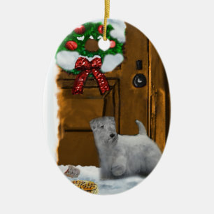 Sealyham Terrier Weihnachtsgeschenk-Verzierung Keramikornament