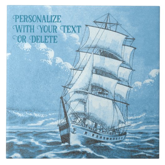 Seaman Nautical Blue Vintag Custom Fliese (Vorderseite)