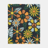 Seamless 70's retro hippie flowers pattern - Vinta Fleecedecke (Vorderseite)
