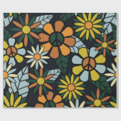 Seamless 70's retro hippie flowers pattern - Vinta Geschenkpapier (Flach)