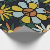 Seamless 70's retro hippie flowers pattern - Vinta Geschenkpapier (Ecke)