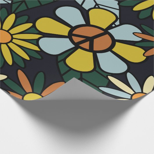 Seamless 70's retro hippie flowers pattern - Vinta Geschenkpapier (Ecke)
