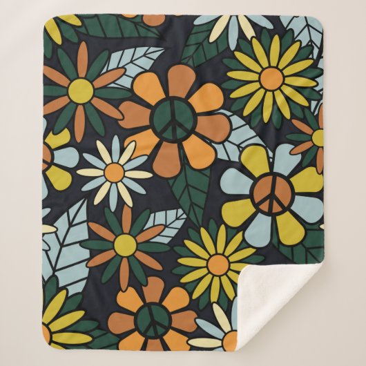 Seamless 70's retro hippie flowers pattern - Vinta Sherpadecke (Vorderseite)