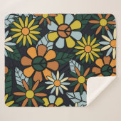 Seamless 70's retro hippie flowers pattern - Vinta Sherpadecke (Vorderseite (Horizontal))