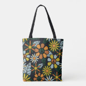 Seamless 70's retro hippie flowers pattern - Vinta Tasche (Rückseite)