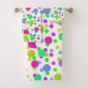 Seamless abstract circles fun confetti dots bright badhandtuch set