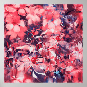 seamless abstract flowers, oil painting style, ill poster