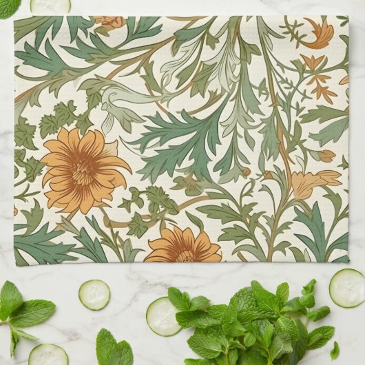 Seamless Arts and Crafts style repeating pattern Geschirrtuch (Gefaltet)