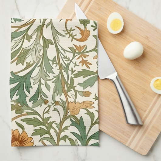 Seamless Arts and Crafts style repeating pattern Geschirrtuch (Viertel Falte)