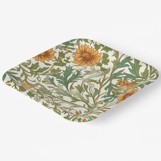 Seamless Arts and Crafts style repeating pattern Pappteller (Gewinkelt)