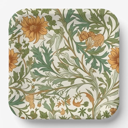 Seamless Arts and Crafts style repeating pattern Pappteller (Vorderseite)