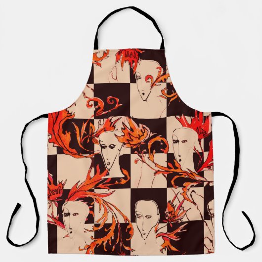 Seamless avant-garde pattern with faces and botany schürze (Vorderseite)