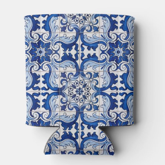 Seamless Azulejo Tile Floral Muster Dosenkühler (Rückseite)