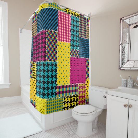 Seamless background pattern. Geometric patchwork p Duschvorhang (Beispiel)