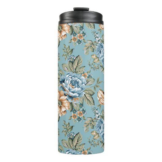 Seamless beautiful watercolor botanische Blume mit Thermosbecher (Vorderseite)