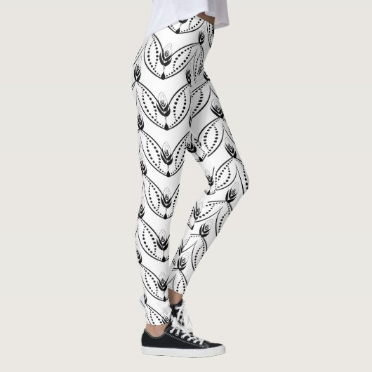Seamless Black and White Pattern Leggings (Rechts)