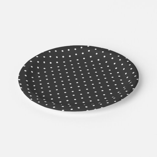 Seamless black and white polka dot pattern  pappteller (Schrägansicht)