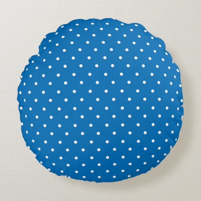 Seamless blue background polka dot pattern  rundes kissen (Vorderseite)