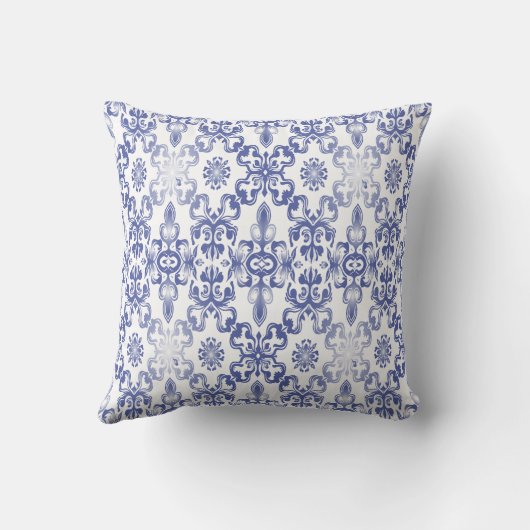 Seamless blue baroque damask pattern kissen (Rückseite)