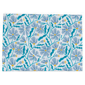 Seamless Blue Mid-Century Modern Floral Pattern Große Geschenktüte (Rückseite)