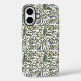 Seamless blue, yellow, and white floral pattern  iPhone 16 hülle