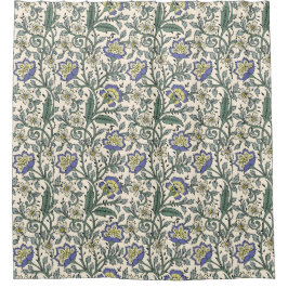 Seamless blue, yellow, and white floral pattern  duschvorhang