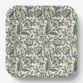 Seamless blue, yellow, and white floral pattern  pappteller