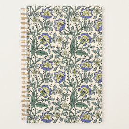Seamless blue, yellow, and white floral pattern  planer