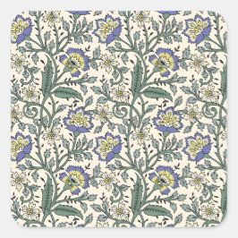 Seamless blue, yellow, and white floral pattern  quadratischer aufkleber