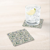 Seamless blue, yellow, and white floral pattern  rechteckiger pappuntersetzer (Vor Ort)