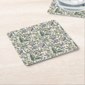 Seamless blue, yellow, and white floral pattern  rechteckiger pappuntersetzer (angewinkelt)