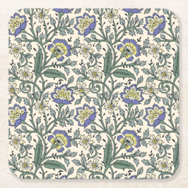 Seamless blue, yellow, and white floral pattern  rechteckiger pappuntersetzer