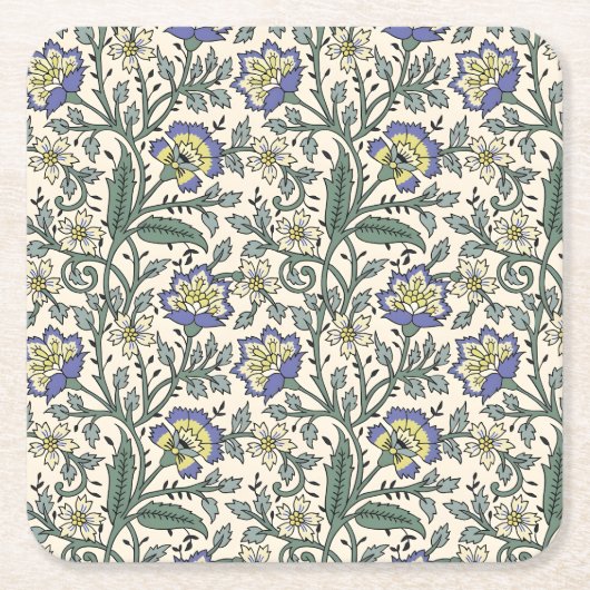 Seamless blue, yellow, and white floral pattern  rechteckiger pappuntersetzer (Vorderseite)