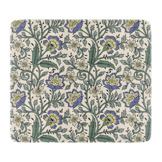 Seamless blue, yellow, and white floral pattern  schneidebrett (Vorderseite)