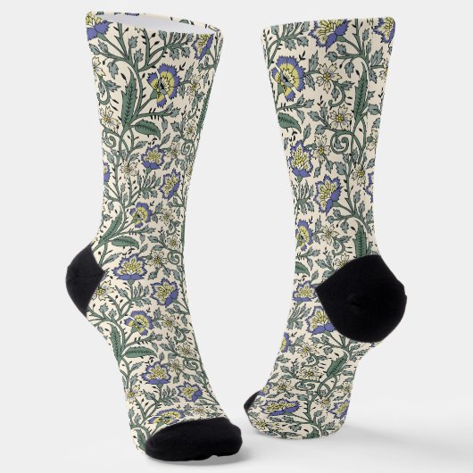 Seamless blue, yellow, and white floral pattern  socken (Gewinkelt)