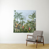 Seamless border with jungle trees and flowers. Vin Wandteppich (Beispiel)