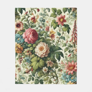 Seamless Botanical Floral Pattern Sherpa Blanket Fleecedecke